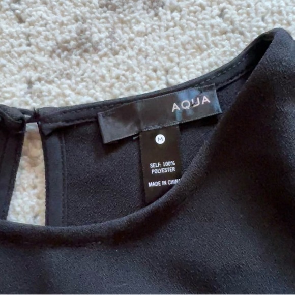 Aqua Black Flowy Bell Sleeve Blouse Medium - Picture 2 of 5